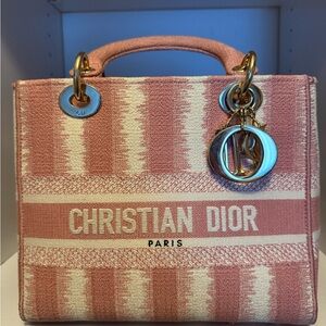Dior Pink and Cream Satchel with Gold Accents